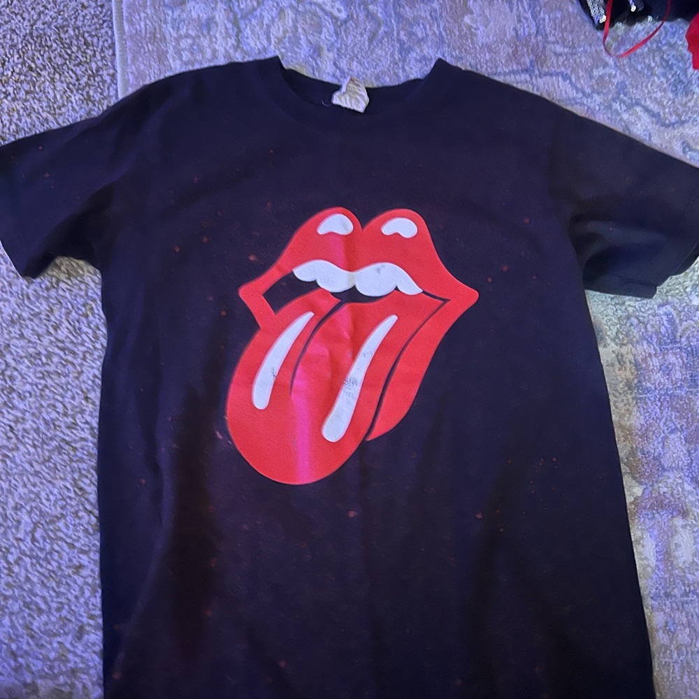 Black Tee with Red Tongue Graphic